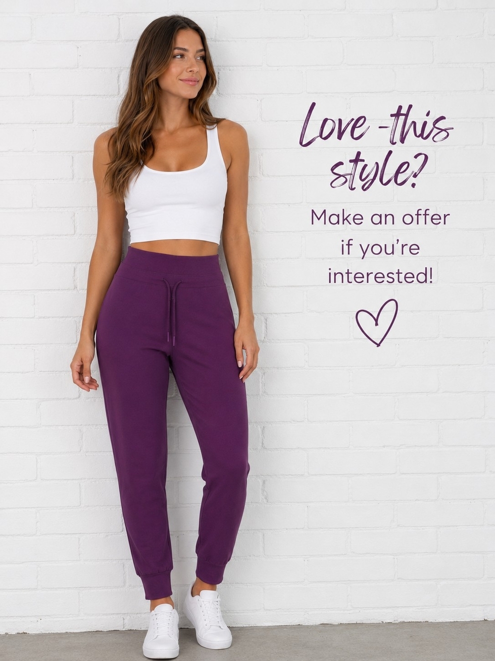 NOBO Purple Jogger Pants Athletic Lounge Drawstring Stretch Size L 11-13